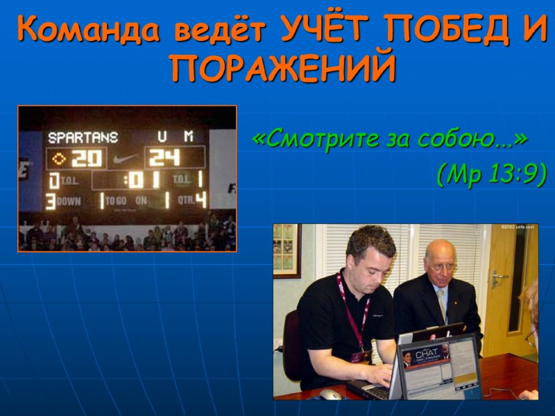 Команда ведёт УЧЁТ ПОБЕД И ПОРАЖЕНИЙ   «Смотрите за собою...»   